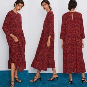 Zara Red Animal Print Maxi Dress